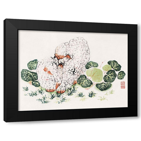 Page from Shi Zhu Zhai Green Leaves Black Modern Wood Framed Art Print by Zhengyan, Hu
