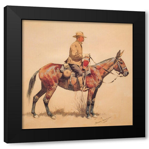 A Packer Black Modern Wood Framed Art Print by Remington, Frederic