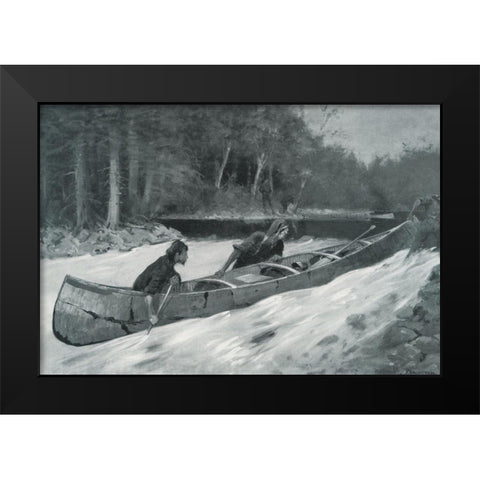 In a Stiff Current-Sketch Black Modern Wood Framed Art Print by Remington, Frederic