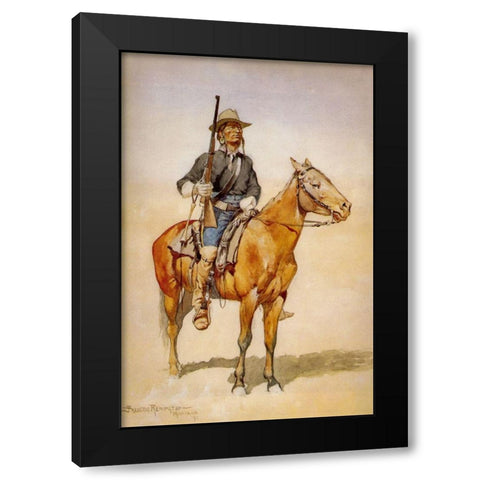 Indian Soldiers in the Crow Scout Corps Black Modern Wood Framed Art Print with Double Matting by Remington, Frederic