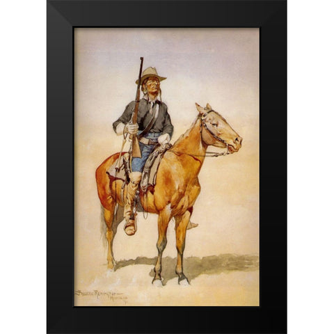 Indian Soldiers in the Crow Scout Corps Black Modern Wood Framed Art Print by Remington, Frederic