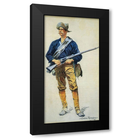 Infantry Soldier Black Modern Wood Framed Art Print by Remington, Frederic