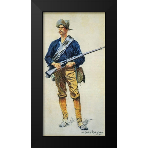 Infantry Soldier Black Modern Wood Framed Art Print by Remington, Frederic