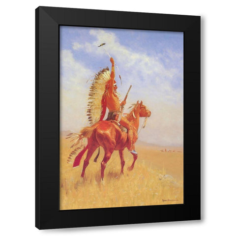 The Defiance Black Modern Wood Framed Art Print by Remington, Frederic