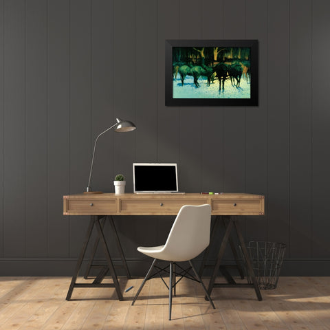 The Winter Campaign Black Modern Wood Framed Art Print by Remington, Frederic