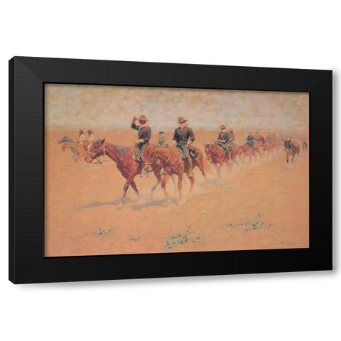 The Quest Black Modern Wood Framed Art Print with Double Matting by Remington, Frederic