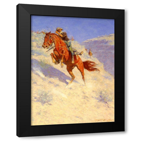 The Scout Black Modern Wood Framed Art Print with Double Matting by Remington, Frederic