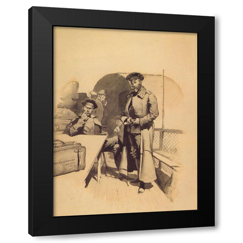 Two Officers are Watching You Black Modern Wood Framed Art Print with Double Matting by Remington, Frederic