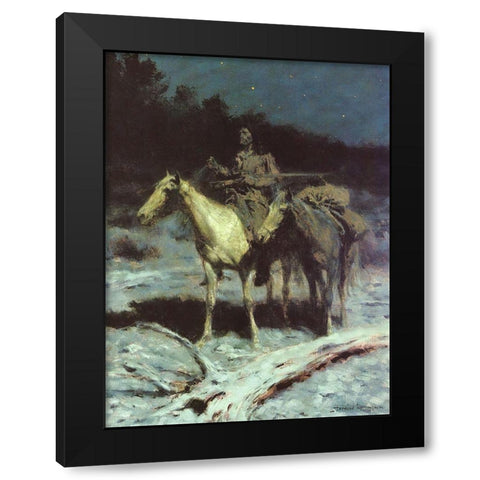 A Dangerous Country Black Modern Wood Framed Art Print with Double Matting by Remington, Frederic