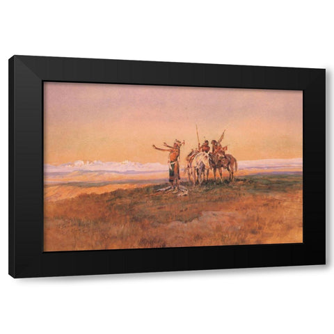 Invocation to the Sun Black Modern Wood Framed Art Print with Double Matting by Russell, Charles Marion
