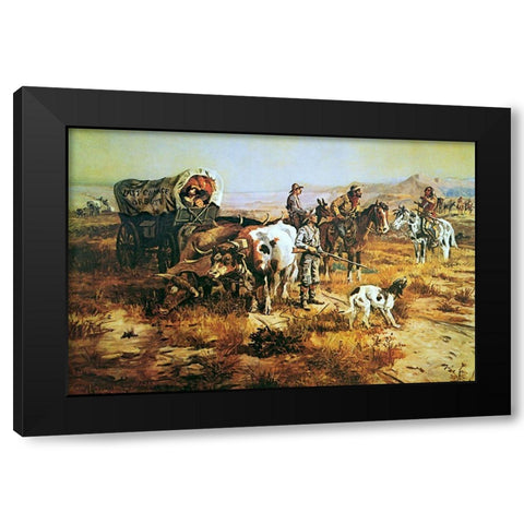 A Doubtful Visitor Black Modern Wood Framed Art Print with Double Matting by Russell, Charles Marion