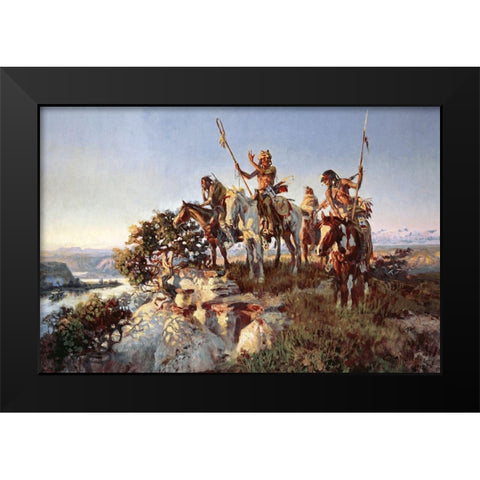 Fireboat Black Modern Wood Framed Art Print by Russell, Charles Marion