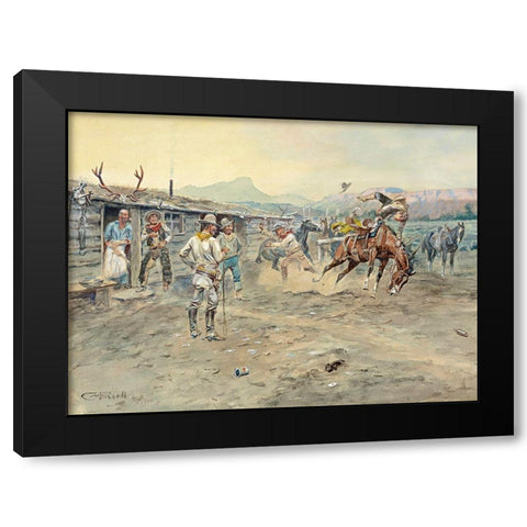 The Tenderfoot-1900 Black Modern Wood Framed Art Print with Double Matting by Russell, Charles Marion