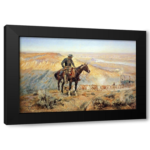 The Wagon Boss Black Modern Wood Framed Art Print by Russell, Charles Marion