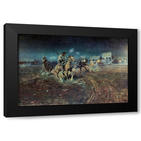 When Guns Speak Black Modern Wood Framed Art Print by Russell, Charles Marion