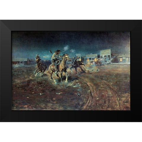 When Guns Speak Black Modern Wood Framed Art Print by Russell, Charles Marion