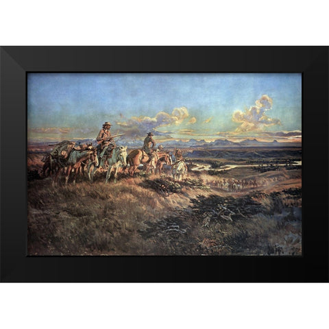 When Guns Were Their Passports Black Modern Wood Framed Art Print by Russell, Charles Marion