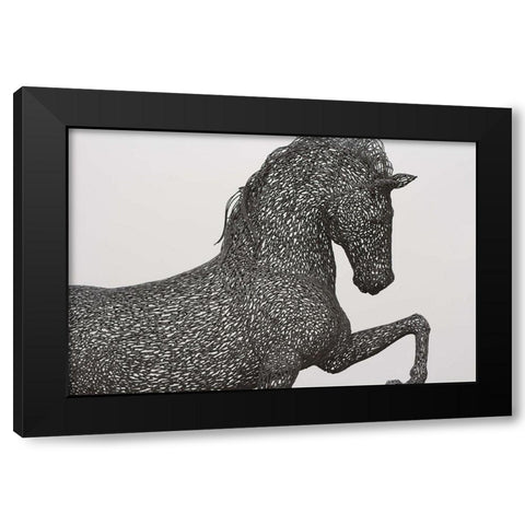 Horse wrought iron statue Black Modern Wood Framed Art Print by The Yellowstone Collection