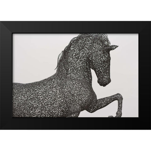Horse wrought iron statue Black Modern Wood Framed Art Print by The Yellowstone Collection