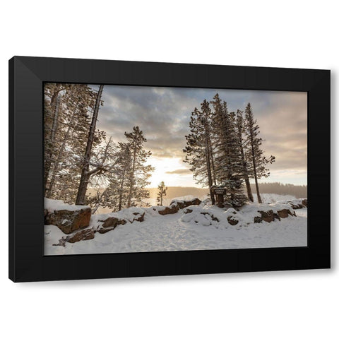Fall Sunrise at Lookout Point Overlook, Yellowstone National Park Black Modern Wood Framed Art Print by Frank, Jacob W.