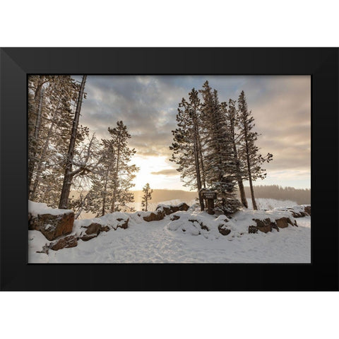 Fall Sunrise at Lookout Point Overlook, Yellowstone National Park Black Modern Wood Framed Art Print by Frank, Jacob W.