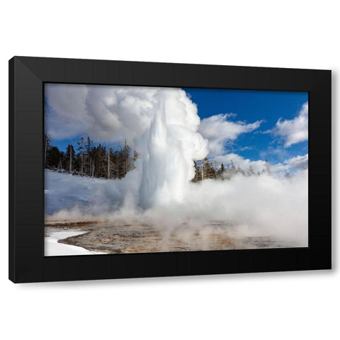 Grand Geyser Eruption, Yellowstone National Park Black Modern Wood Framed Art Print by Frank, Jacob W.