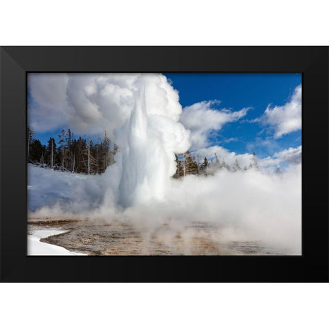 Grand Geyser Eruption, Yellowstone National Park Black Modern Wood Framed Art Print by Frank, Jacob W.