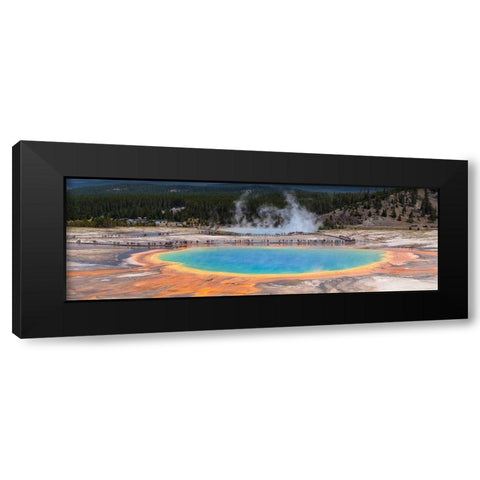 Grand Prismatic Spring Panorama, Yellowstone National Park Black Modern Wood Framed Art Print by The Yellowstone Collection