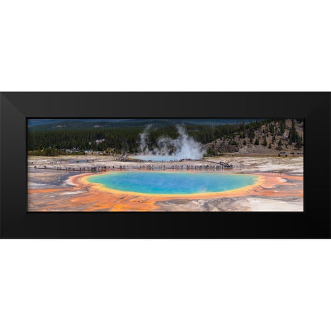 Grand Prismatic Spring Panorama, Yellowstone National Park Black Modern Wood Framed Art Print by The Yellowstone Collection