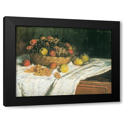 Apples and Grapes 1879 Black Modern Wood Framed Art Print by Monet, Claude