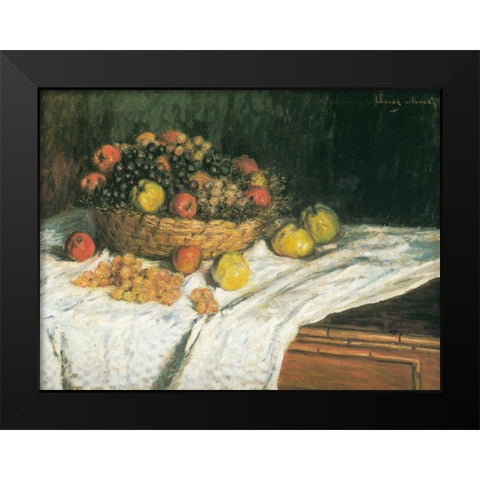 Apples and Grapes 1879 Black Modern Wood Framed Art Print by Monet, Claude