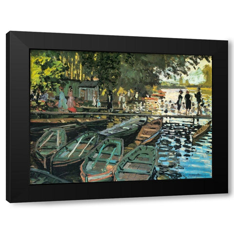 Bathers at the Grenouillere 1869 Black Modern Wood Framed Art Print with Double Matting by Monet, Claude