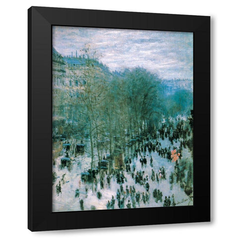 Boulevard des Capucines 1873 Black Modern Wood Framed Art Print with Double Matting by Monet, Claude