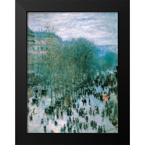 Boulevard des Capucines 1873 Black Modern Wood Framed Art Print by Monet, Claude