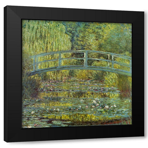 Bridge and Waterlilies 1899 Black Modern Wood Framed Art Print by Monet, Claude