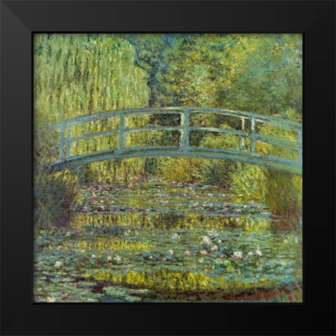Bridge and Waterlilies 1899 Black Modern Wood Framed Art Print by Monet, Claude