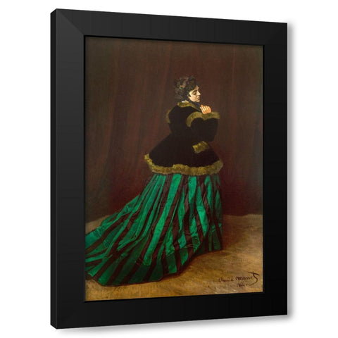 Camille (Woman in Green Dress) 1866 Black Modern Wood Framed Art Print by Monet, Claude