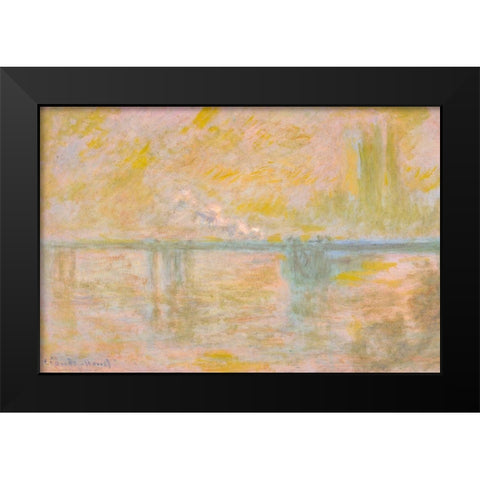 Charing Cross Bridge I 1901 Black Modern Wood Framed Art Print by Monet, Claude