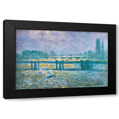 Charing Cross Bridge I 1902 Black Modern Wood Framed Art Print with Double Matting by Monet, Claude
