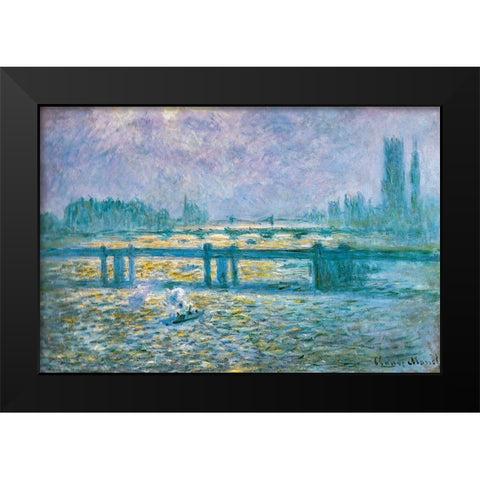 Charing Cross Bridge I 1902 Black Modern Wood Framed Art Print by Monet, Claude