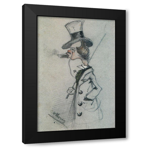 Dandy with a cigar 1857 Black Modern Wood Framed Art Print with Double Matting by Monet, Claude
