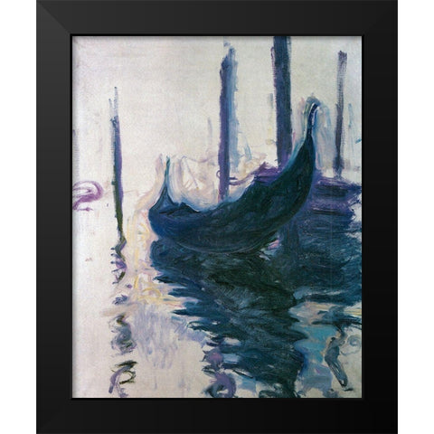 Gondolas in Venice 1908 Black Modern Wood Framed Art Print by Monet, Claude