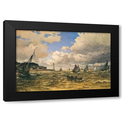 Mouth of the Seine at Honfleur 1865 Black Modern Wood Framed Art Print by Monet, Claude