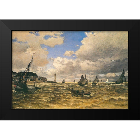 Mouth of the Seine at Honfleur 1865 Black Modern Wood Framed Art Print by Monet, Claude