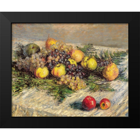 Pears and Grapes 1880 Black Modern Wood Framed Art Print by Monet, Claude