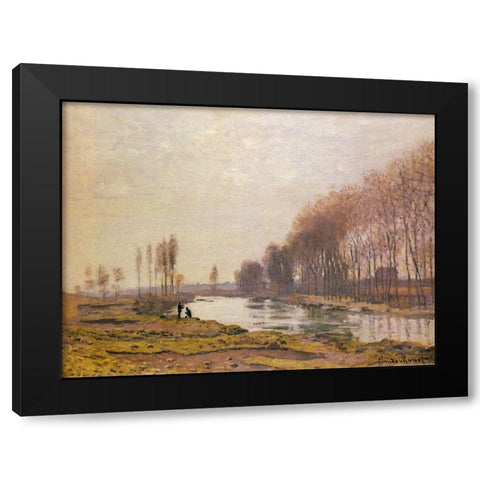 Petit Bras of the Seine 1872 Black Modern Wood Framed Art Print by Monet, Claude