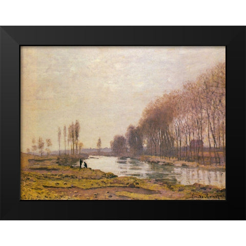 Petit Bras of the Seine 1872 Black Modern Wood Framed Art Print by Monet, Claude