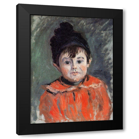 Portrait of Michel in pom-pom hat 1880 Black Modern Wood Framed Art Print with Double Matting by Monet, Claude