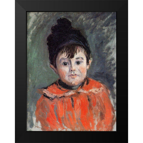 Portrait of Michel in pom-pom hat 1880 Black Modern Wood Framed Art Print by Monet, Claude