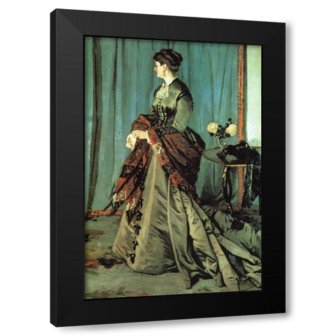 Portrait of Mme Gaudibert 1868 Black Modern Wood Framed Art Print with Double Matting by Monet, Claude